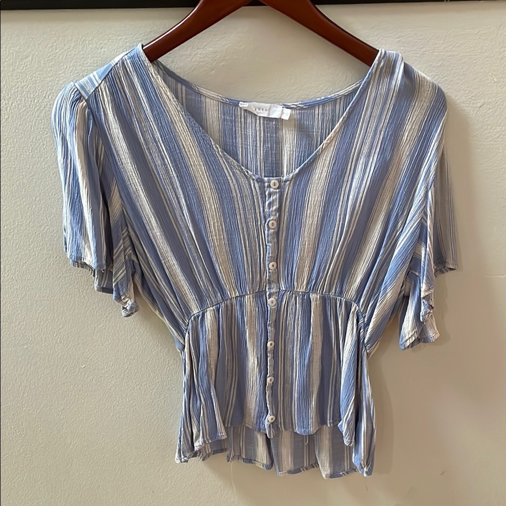 Lush Brand Striped Flutter Sleeved Top